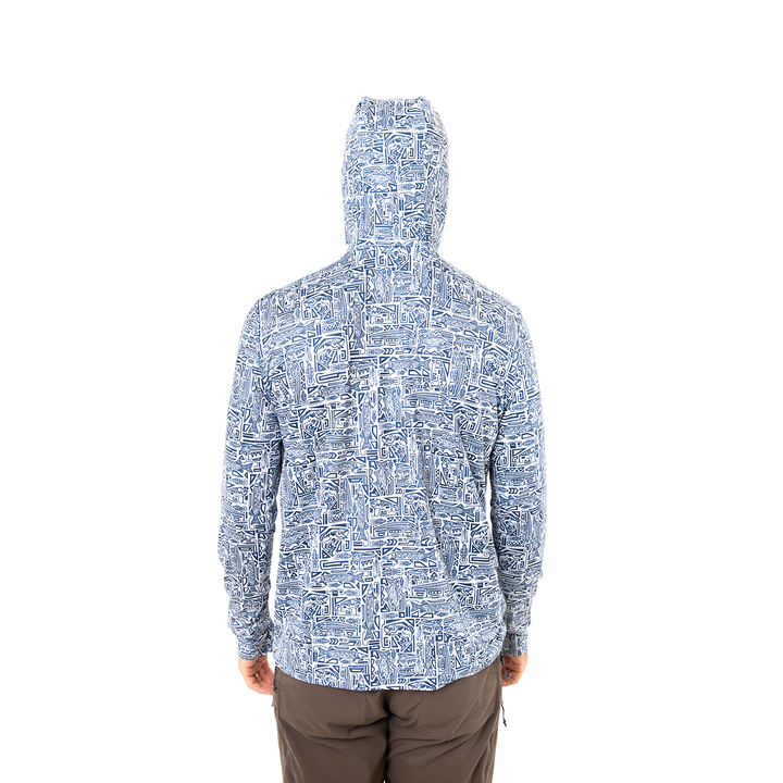 Navy Aztec Hooded Long-Sleeve with Gaiter