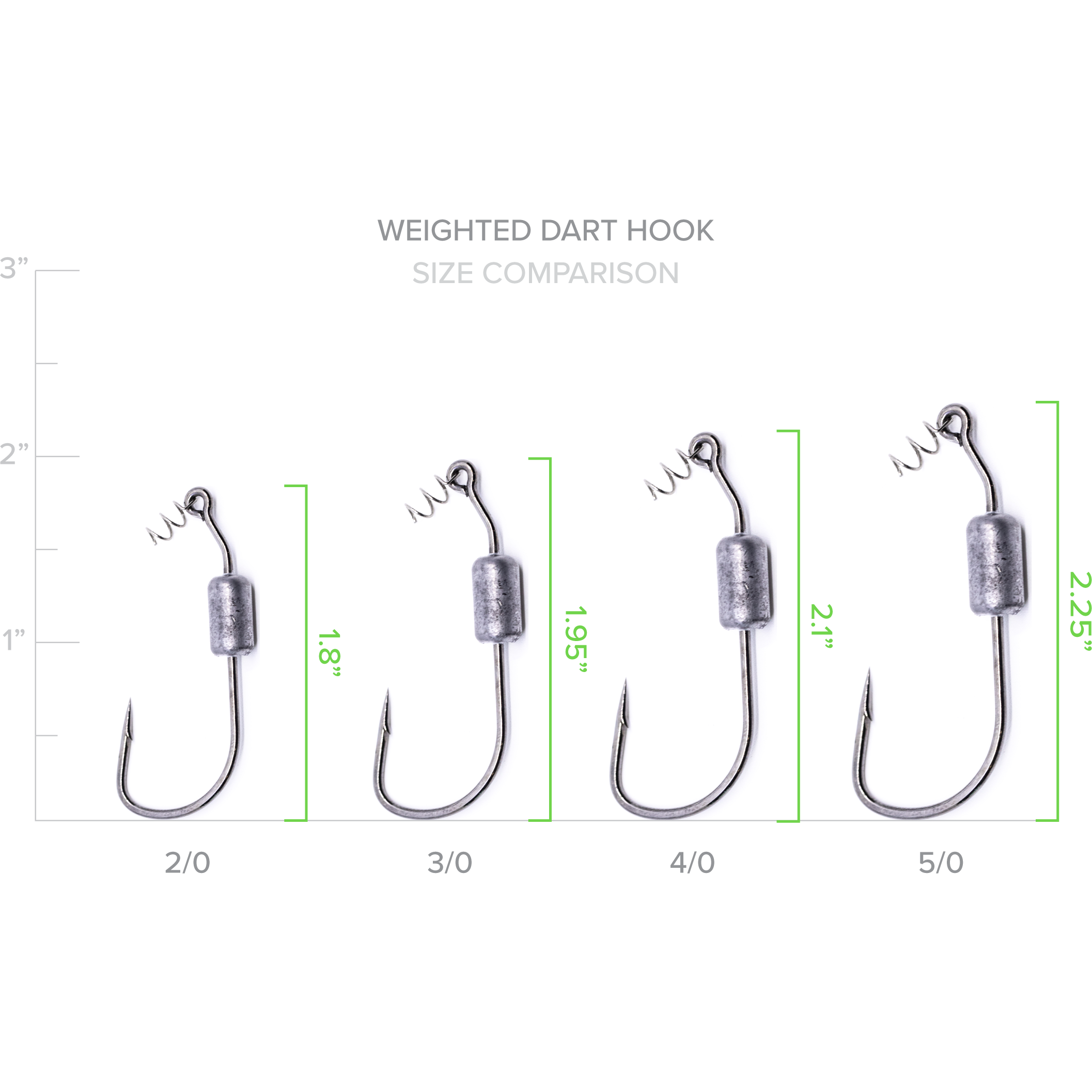 5 0 weighted hook sizes Googan Squad Weighted Dart Hook, Size 5/0, Metal